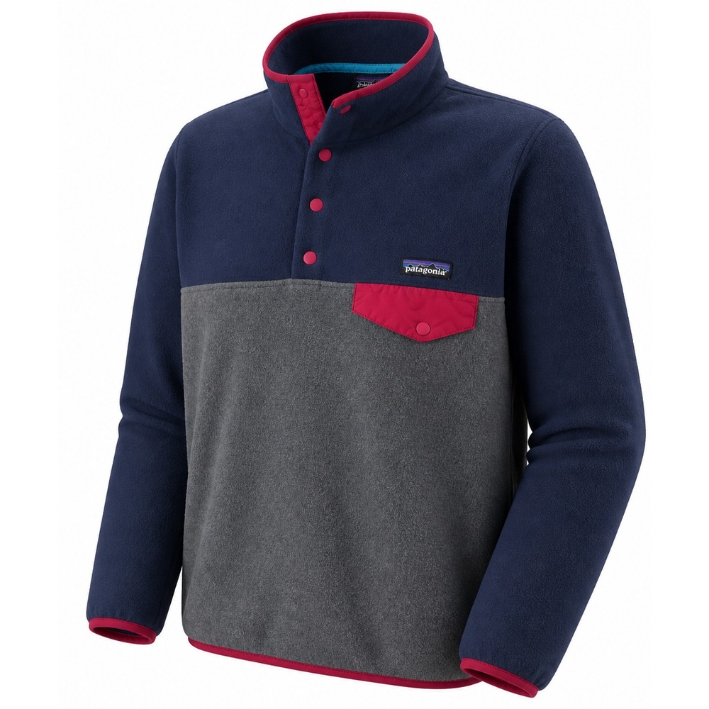 Patagonia Synchilla Snap-T Pullover Men M Navy Gray Fleece Colorblock Hiking Ski
